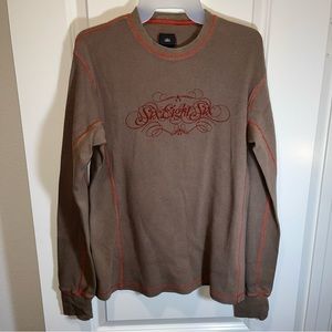 686 Waffle Knit Crew Tee mens size L Chocolate T-shirt long sleeves